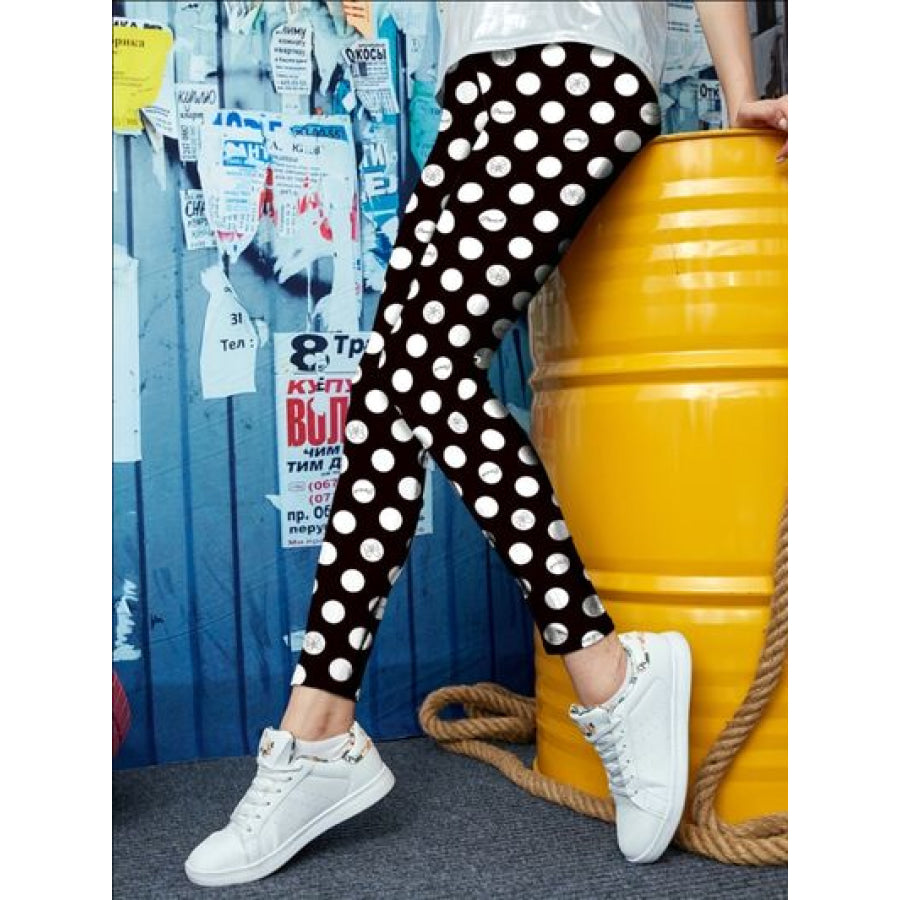 Printed High Waist Skinny Leggings Dot / S Clothing