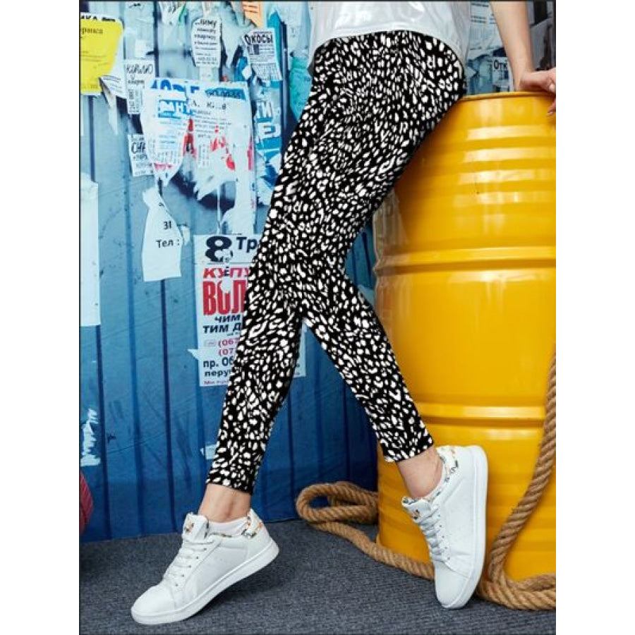 Printed High Waist Skinny Leggings Leopard / S Clothing