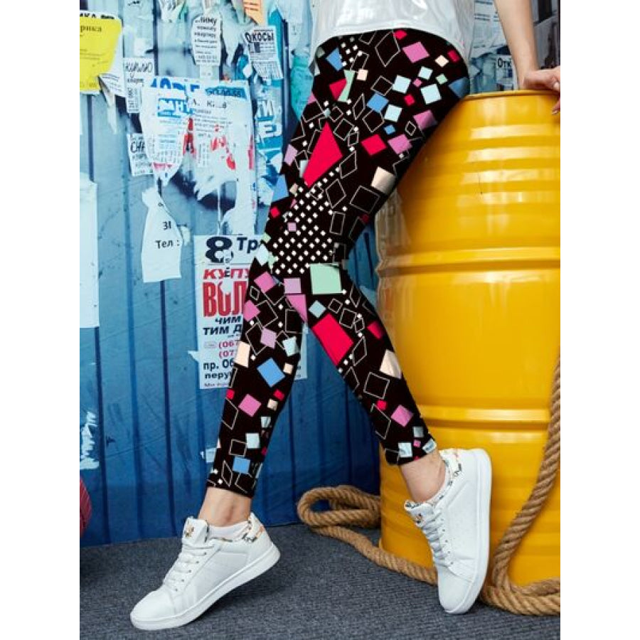 Printed High Waist Skinny Leggings Multicolor / S Clothing