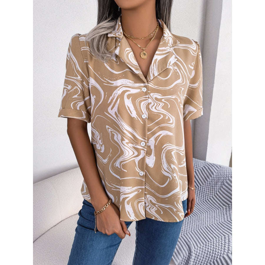 Printed Lapel Collar Shirt