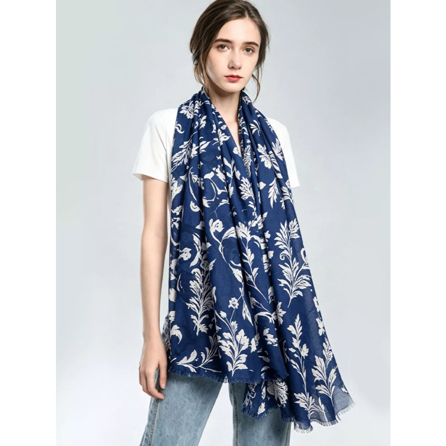 Printed Lightweight Scarf Blue / One Size Apparel and Accessories