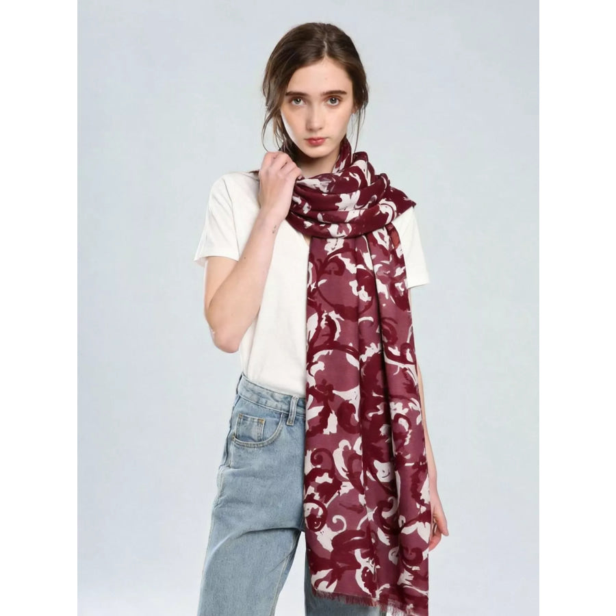Printed Lightweight Scarf Red / One Size Apparel and Accessories