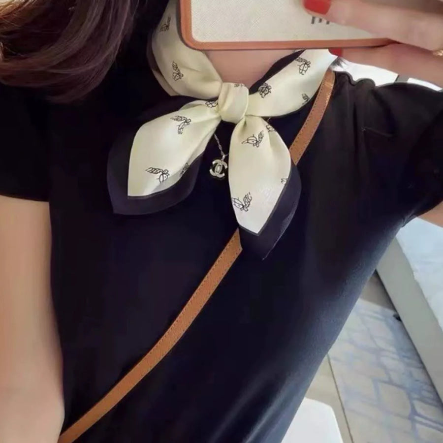 Printed Lightweight Silk Scarf Off-white / One Size Apparel and Accessories