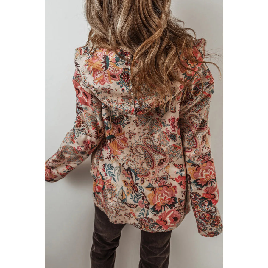 Printed Long Sleeve Hooded Jacket Apparel and Accessories