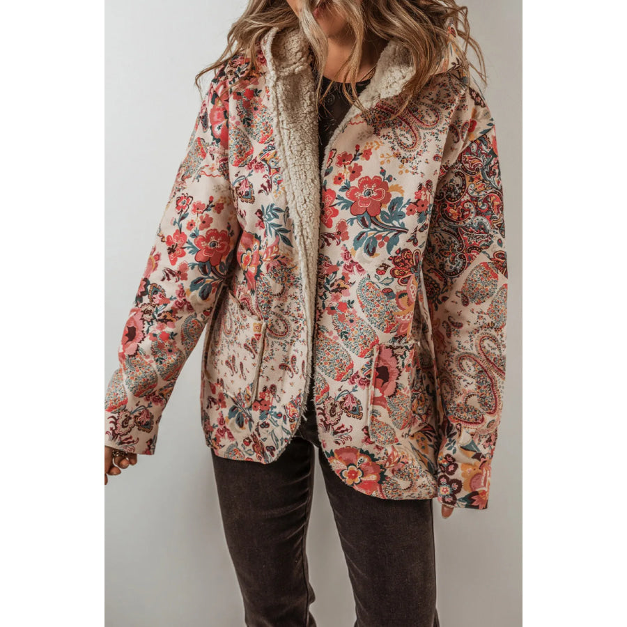 Printed Long Sleeve Hooded Jacket Apparel and Accessories