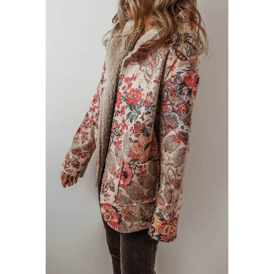 Printed Long Sleeve Hooded Jacket Apparel and Accessories