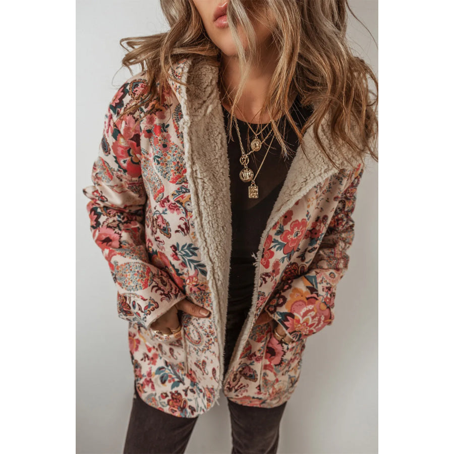 Printed Long Sleeve Hooded Jacket Floral / S Apparel and Accessories