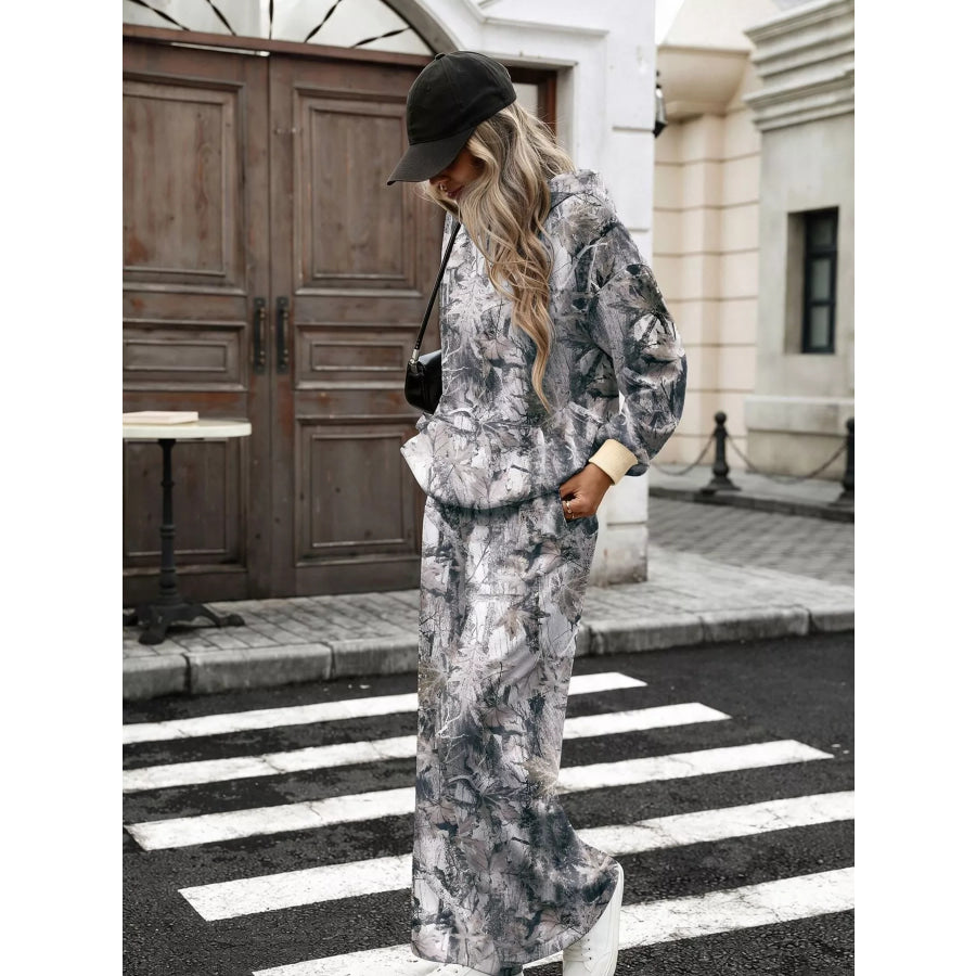 Printed Long Sleeve Hoodie and Pants Set Apparel and Accessories