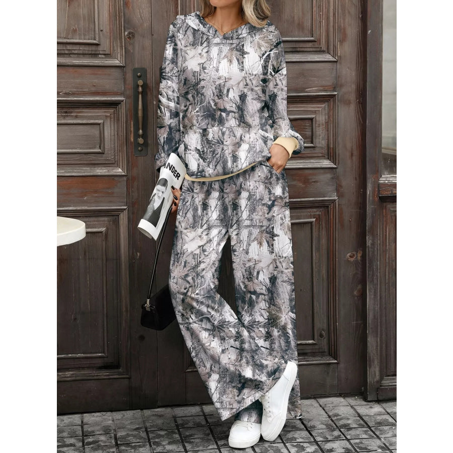 Printed Long Sleeve Hoodie and Pants Set Apparel and Accessories
