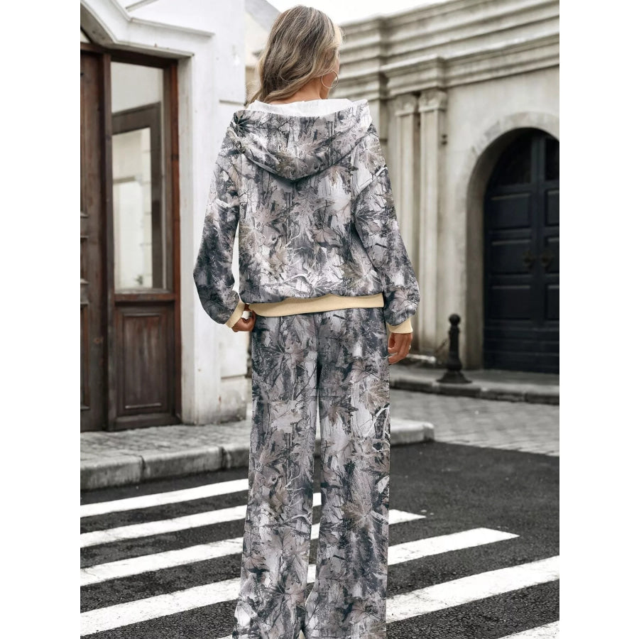 Printed Long Sleeve Hoodie and Pants Set Apparel and Accessories