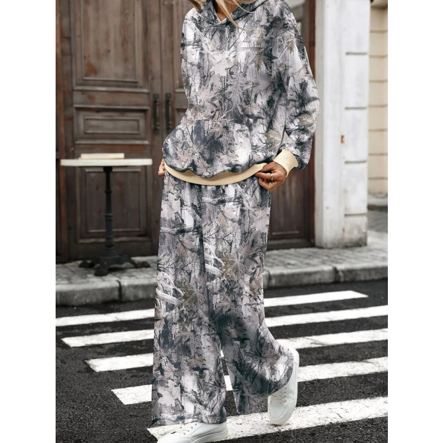 Printed Long Sleeve Hoodie and Pants Set Apparel and Accessories