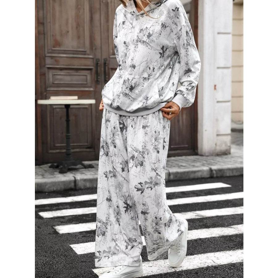 Printed Long Sleeve Hoodie and Pants Set Apparel and Accessories