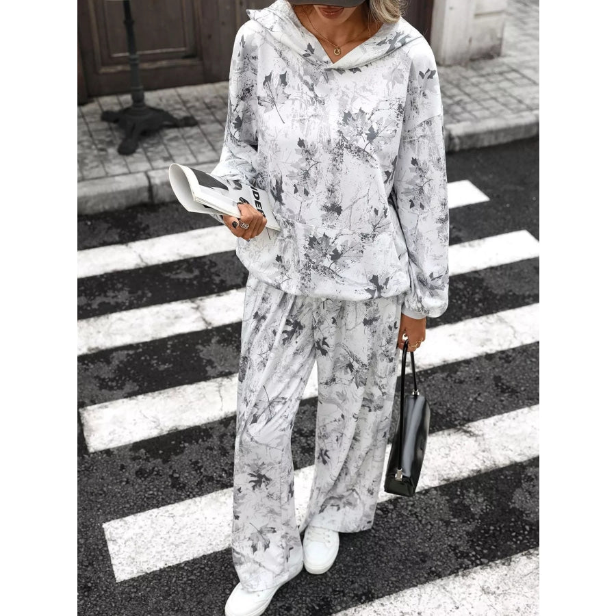 Printed Long Sleeve Hoodie and Pants Set Apparel and Accessories