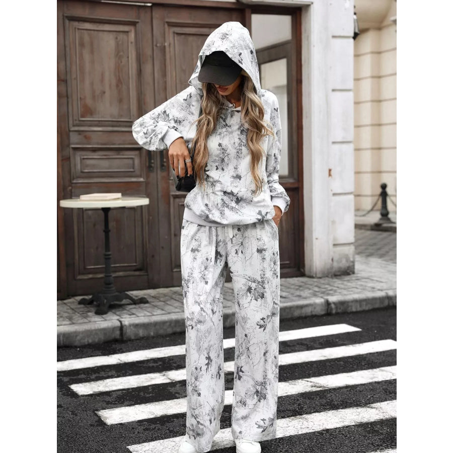 Printed Long Sleeve Hoodie and Pants Set Apparel and Accessories
