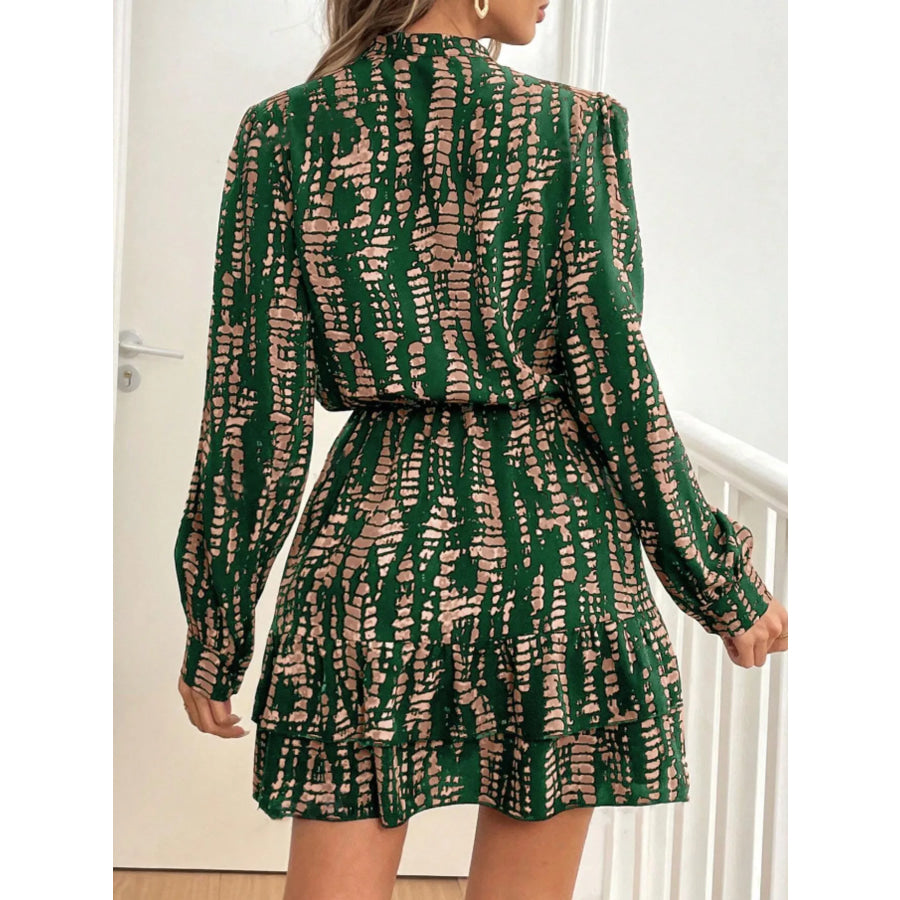 Printed Long Sleeve Mini Dress Apparel and Accessories