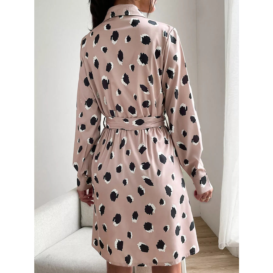 Printed Long Sleeve Mini Shirt Dress Apparel and Accessories