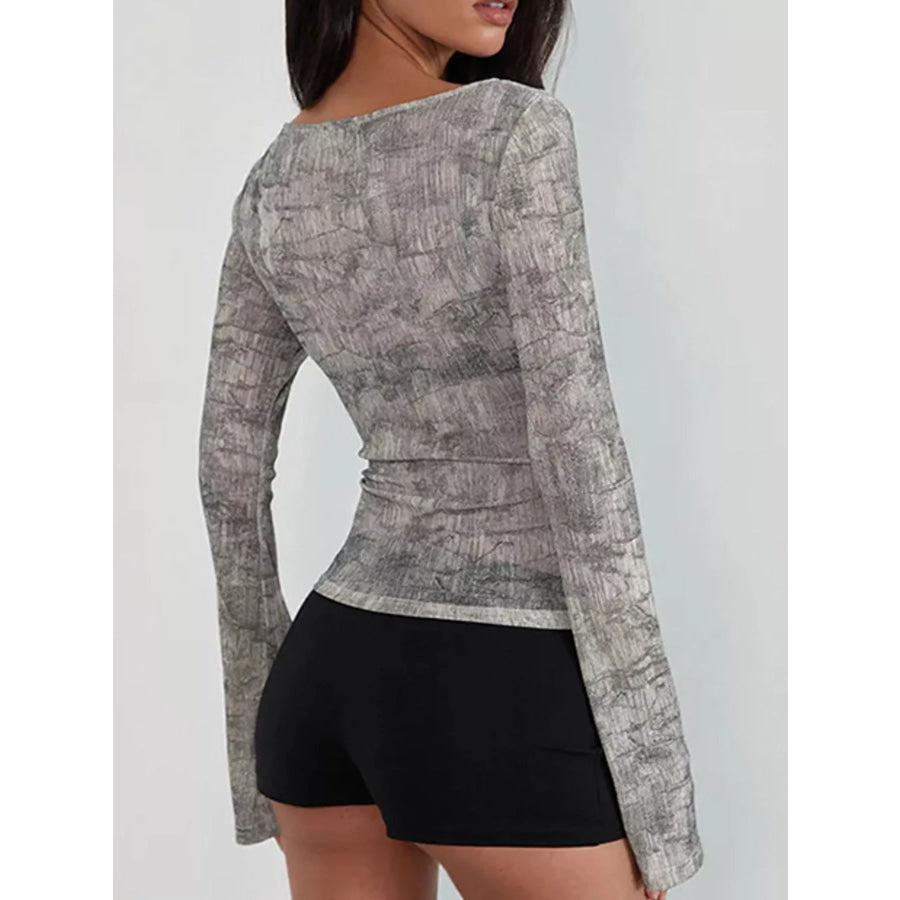 Printed Long Sleeve Slim Fit T-Shirt Apparel and Accessories