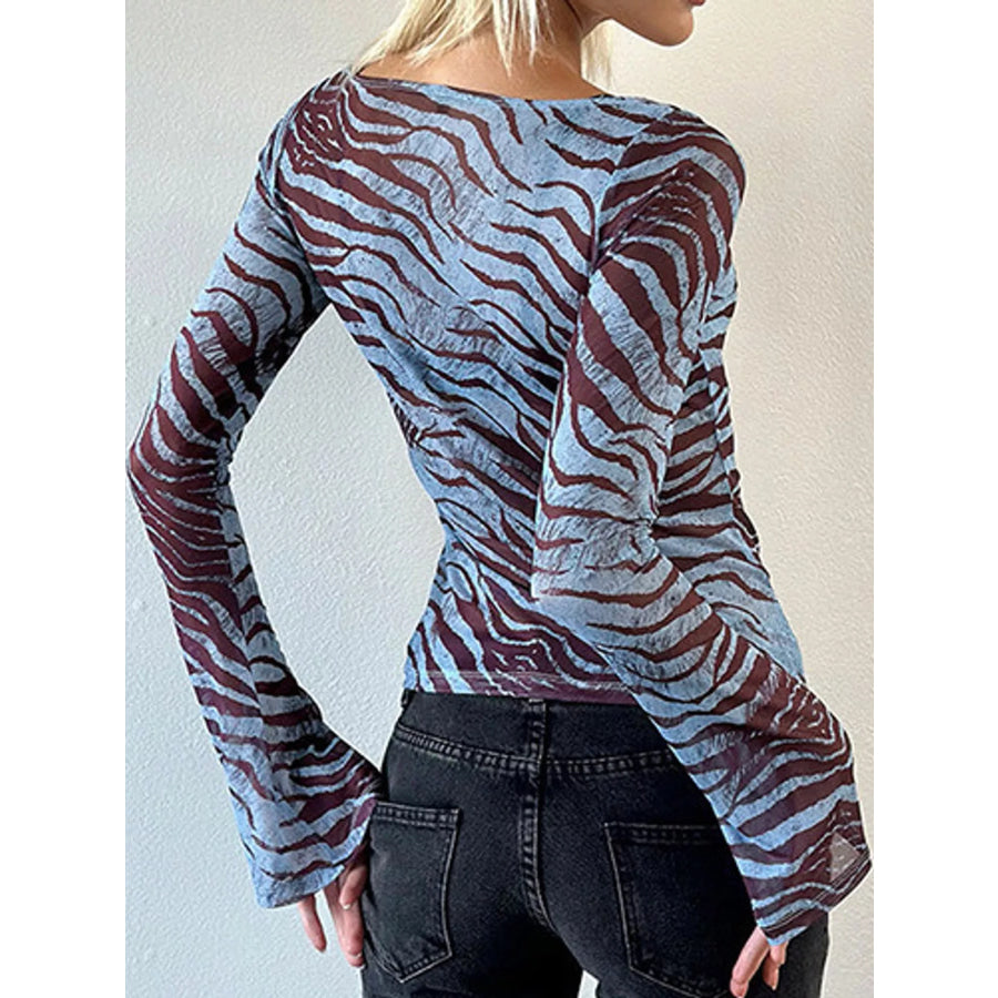 Printed Long Sleeve Slim Fit T-Shirt Apparel and Accessories