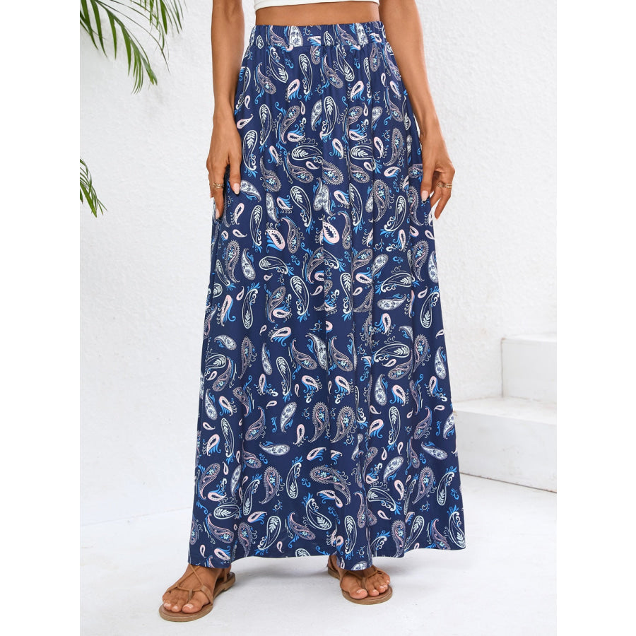 Printed Maxi Skirt Navy / S Apparel and Accessories