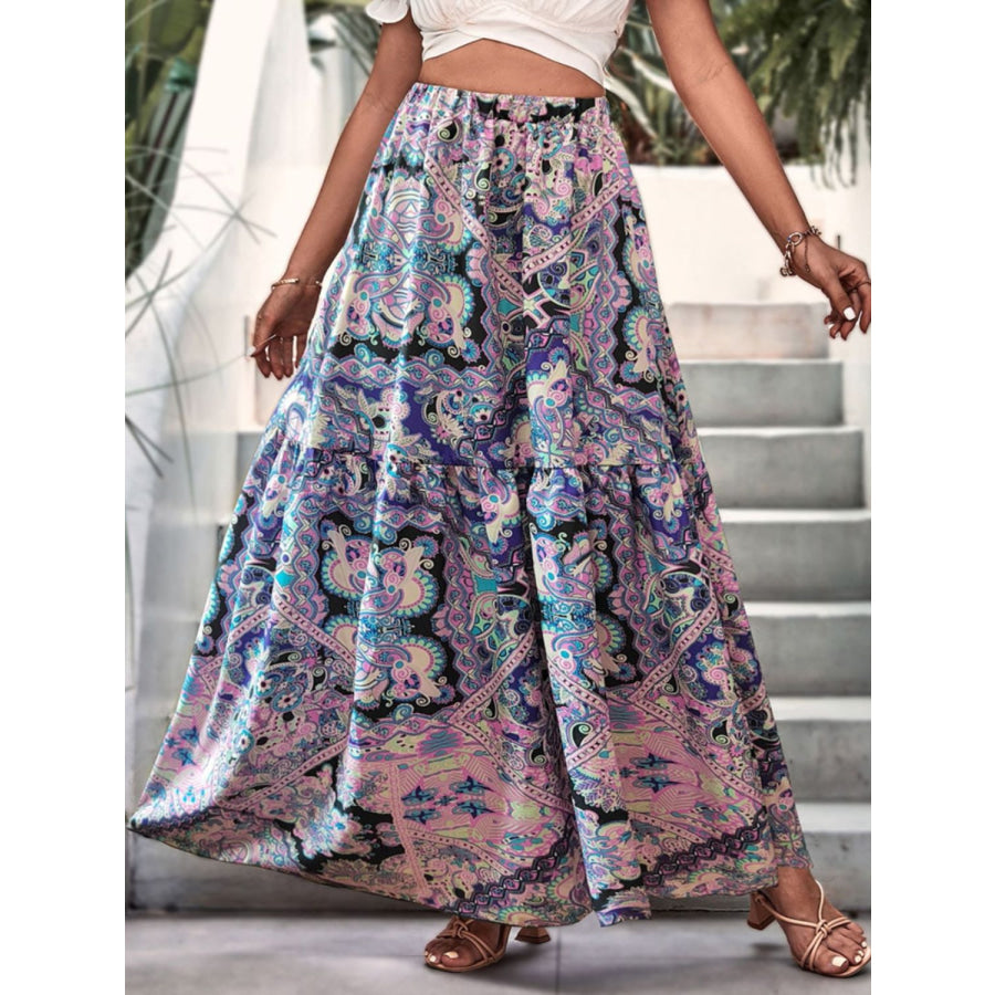 Printed Maxi Skirt Violet / S Apparel and Accessories