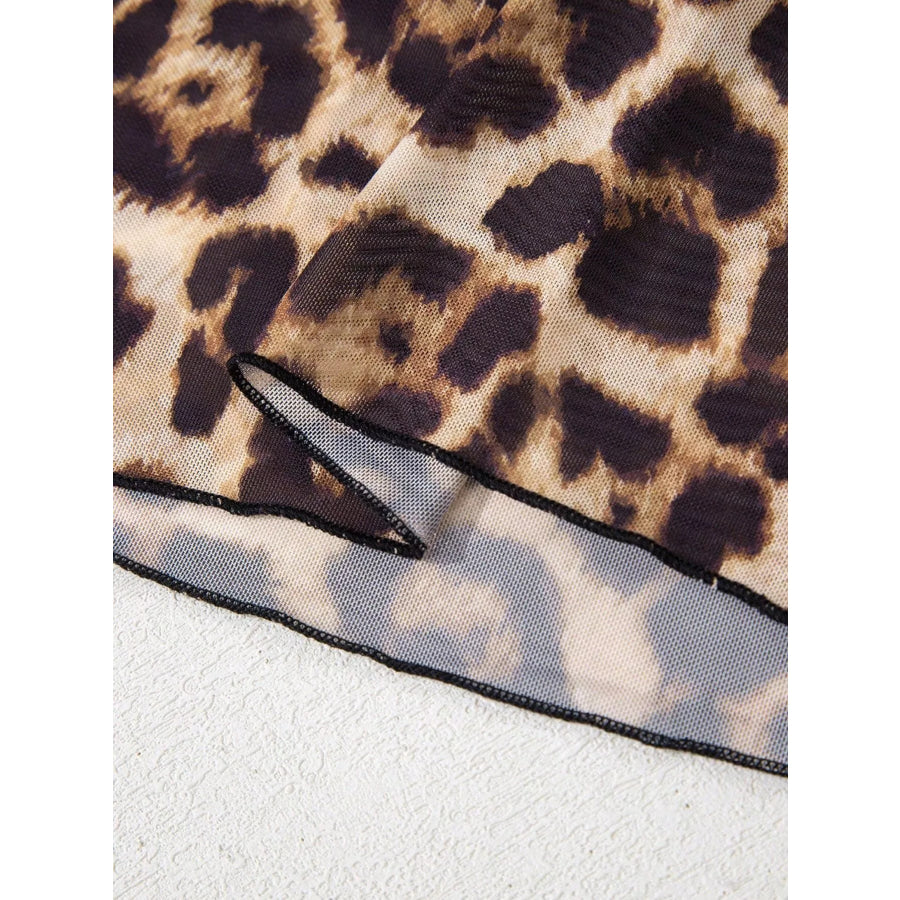 Printed Mesh Long Sleeve Slim Fit Top Apparel and Accessories