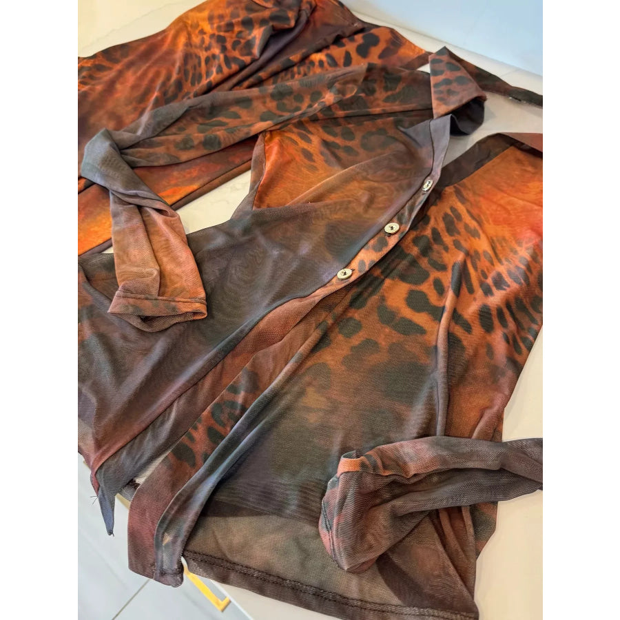 Printed Mesh Shirt and Pants Set Apparel and Accessories