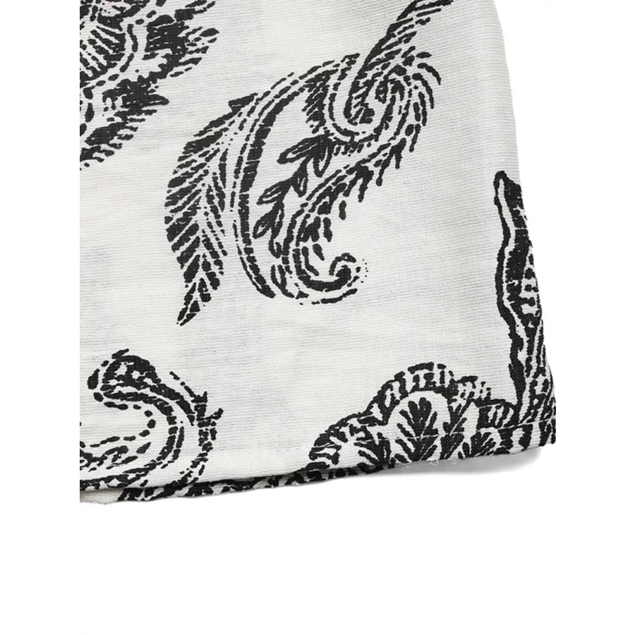 Printed Notched Ruffle Sleeve Maxi Dress Apparel and Accessories