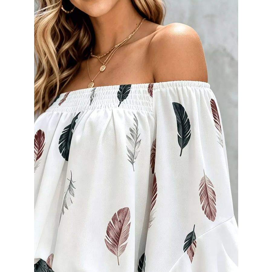 Printed Off Shoulder Blouse Apparel and Accessories