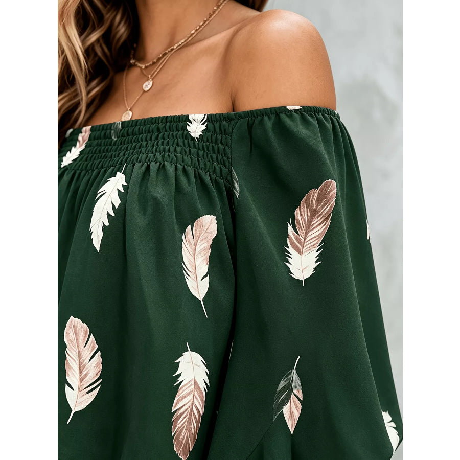 Printed Off Shoulder Blouse Apparel and Accessories