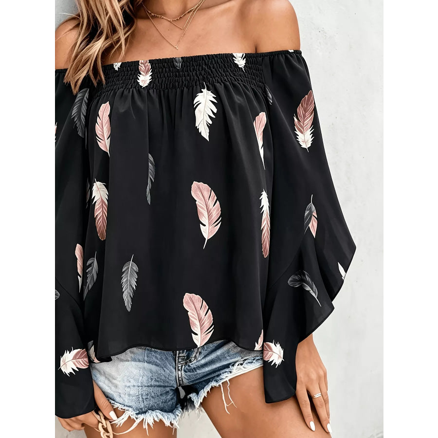Printed Off Shoulder Blouse Apparel and Accessories