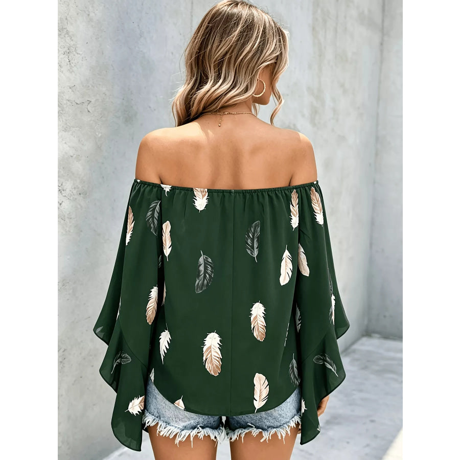 Printed Off Shoulder Blouse Apparel and Accessories