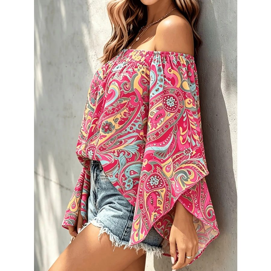 Printed Off Shoulder Blouse Apparel and Accessories