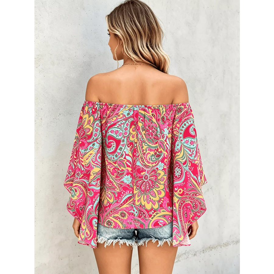 Printed Off Shoulder Blouse Apparel and Accessories