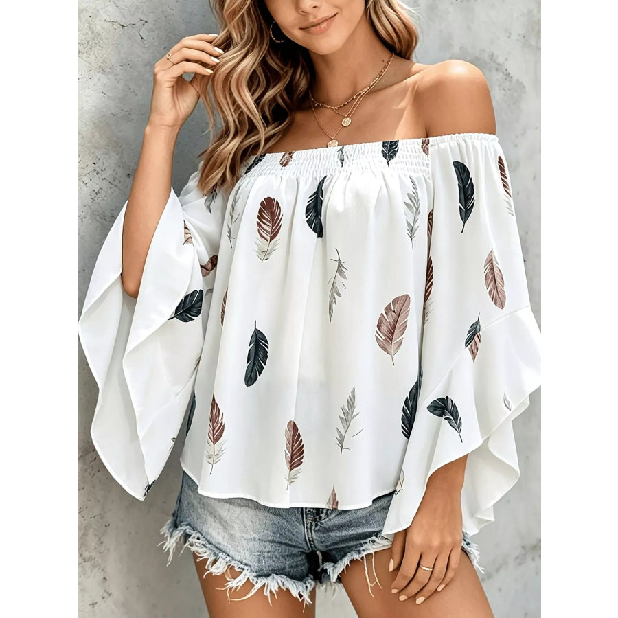 Printed Off Shoulder Blouse Apparel and Accessories