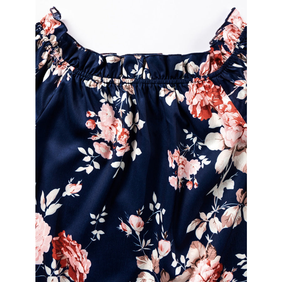 Printed Off - Shoulder Flounce Sleeve Blouse Apparel and Accessories