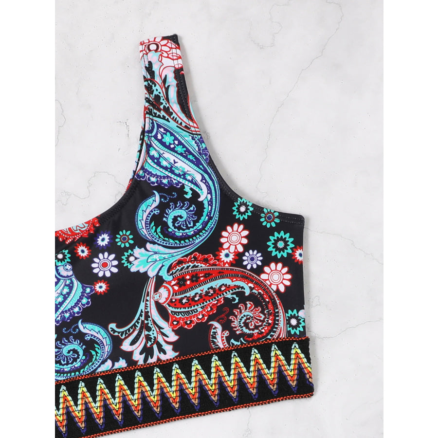 Printed One Shoulder Two-Piece Swim Set Apparel and Accessories