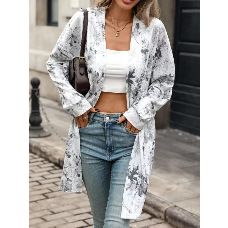 Printed Open Front Cardigan Apparel and Accessories