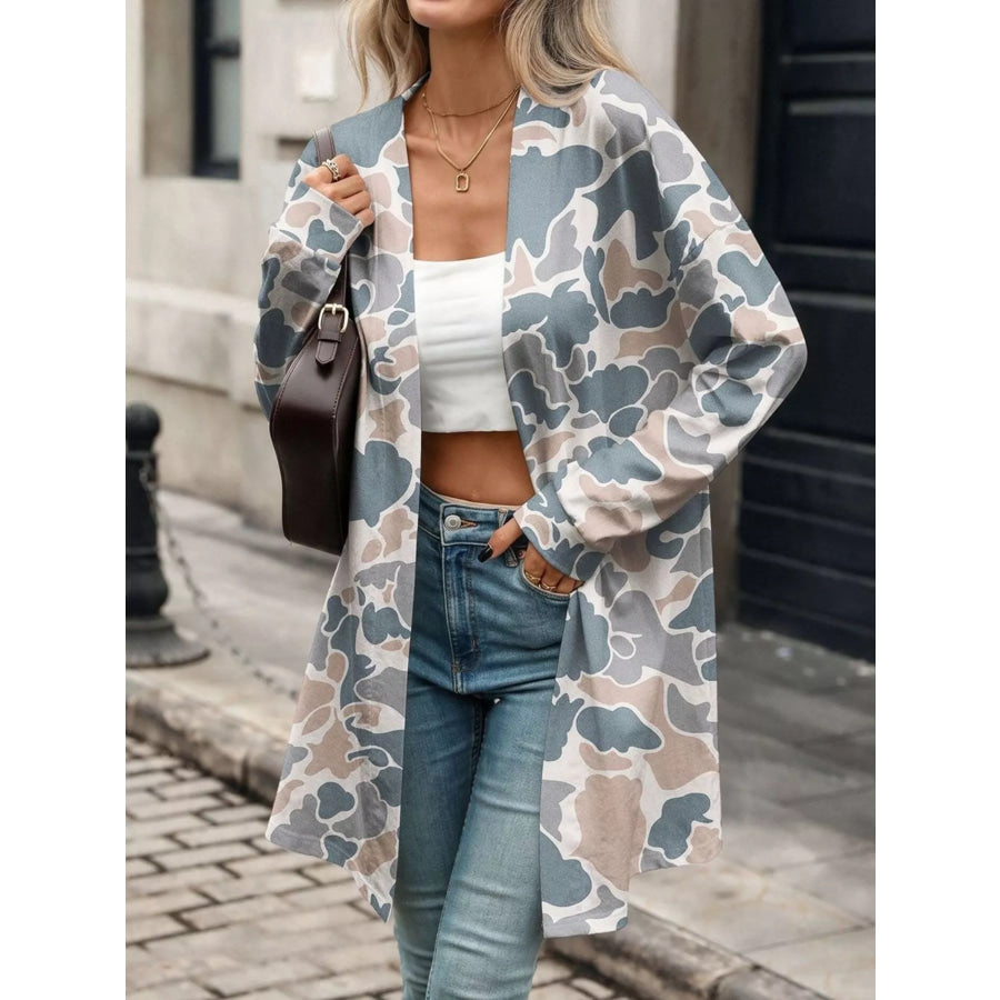 Printed Open Front Cardigan Apparel and Accessories