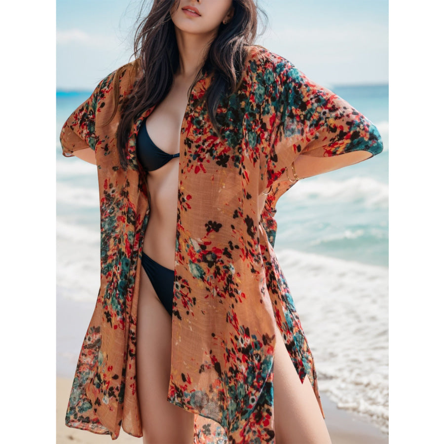 Printed Open Front Cover - Up Burnt Coral / One Size Apparel and Accessories