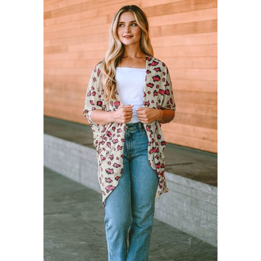 Printed Open Front Half Sleeve Cardigan Clothing