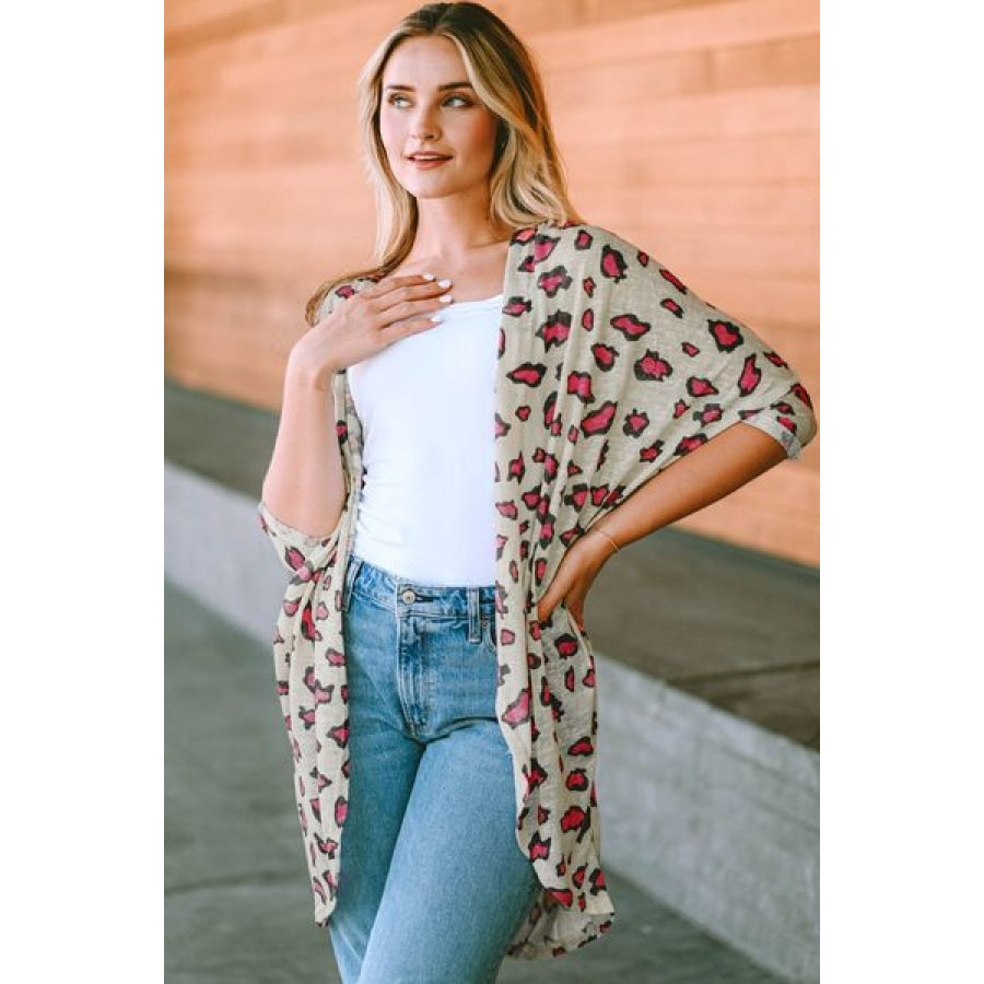 Printed Open Front Half Sleeve Cardigan Clothing