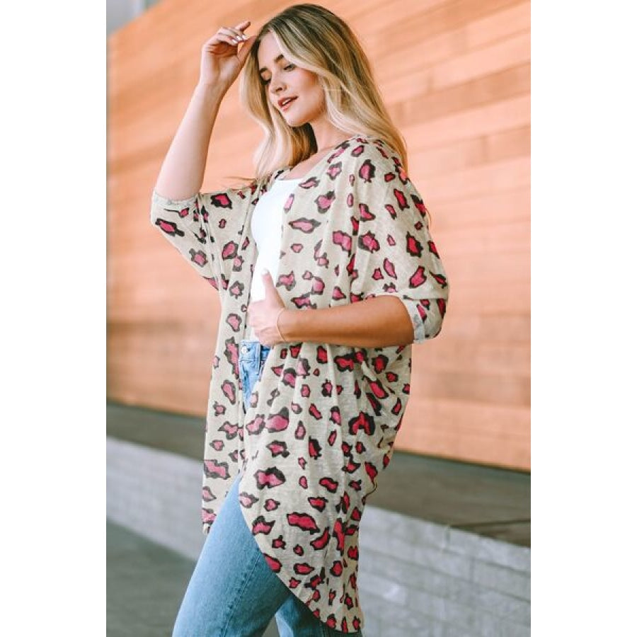 Printed Open Front Half Sleeve Cardigan Clothing