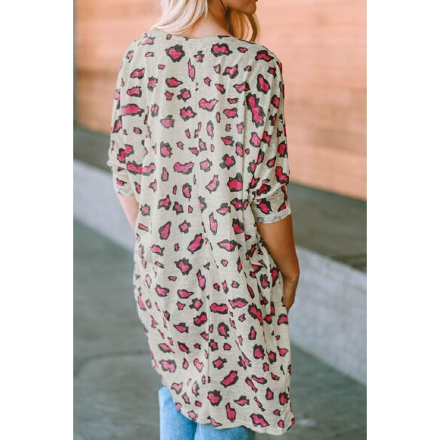 Printed Open Front Half Sleeve Cardigan Clothing