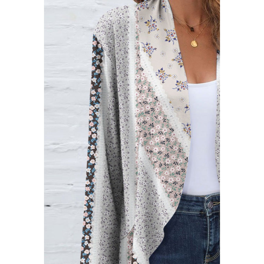 Printed Open Front Long Sleeve Cardigan Apparel and Accessories