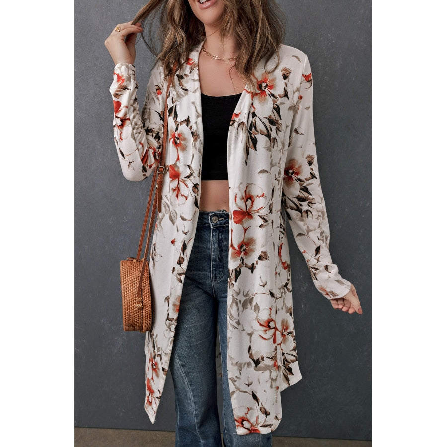 Printed Open Front Longline Cardigan