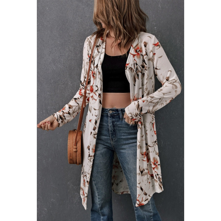 Printed Open Front Longline Cardigan