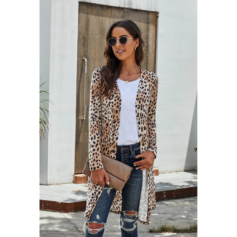 Printed Open Front Longline Cardigan