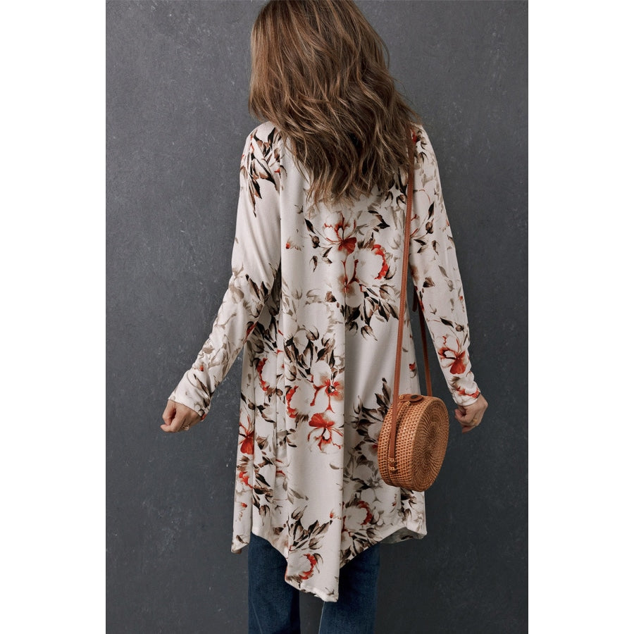 Printed Open Front Longline Cardigan