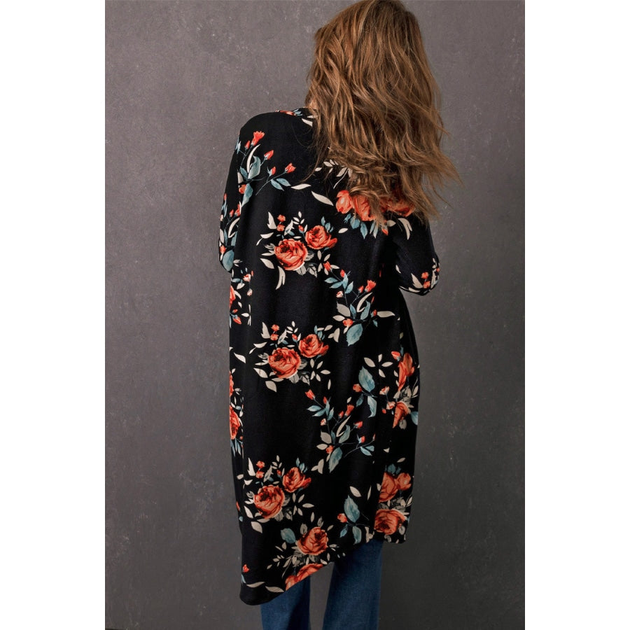 Printed Open Front Longline Cardigan