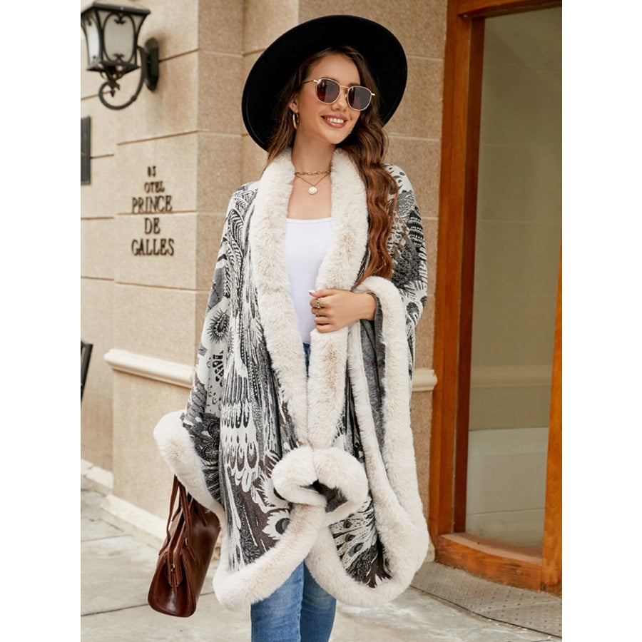 Printed Open Front Poncho